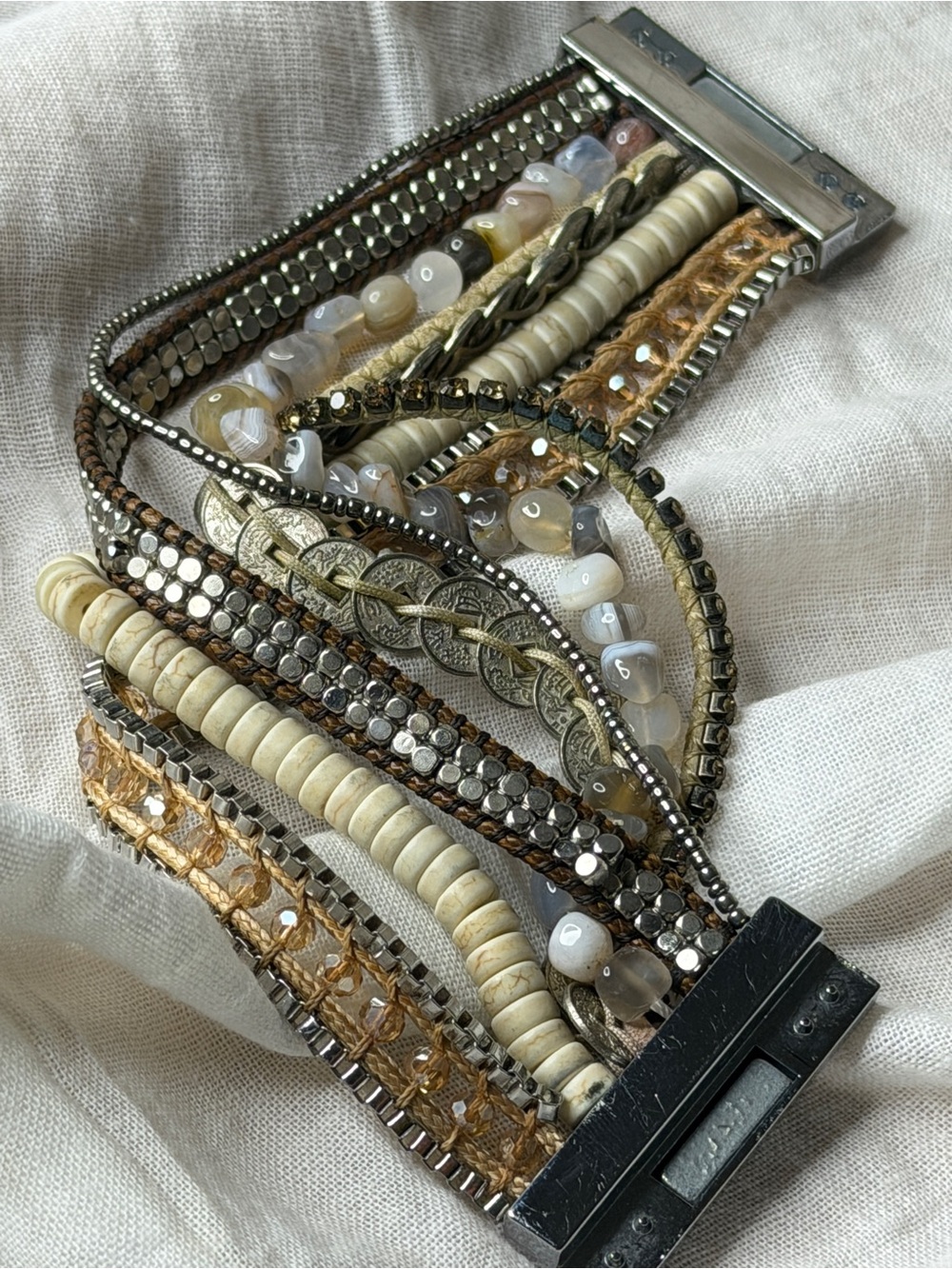 Victoria Emerson Multi-Strand Beaded Bracelet in Neutral Tones - Women Jewelry
